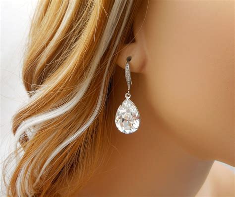 teardrop swarovski crystal earrings